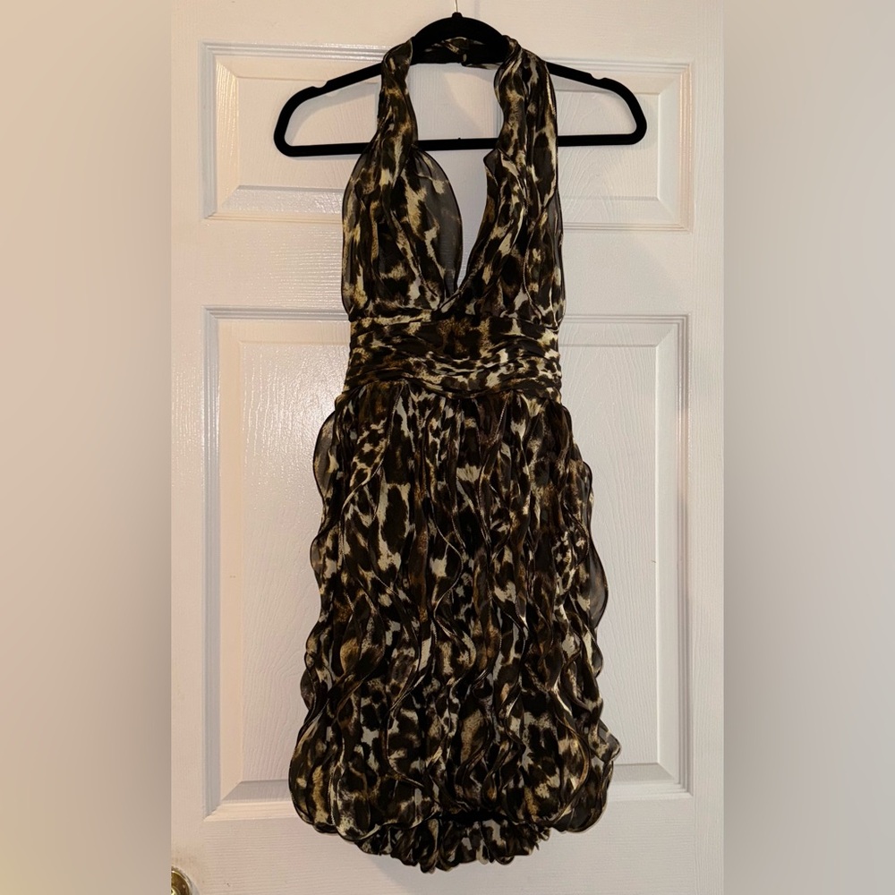 Calvin Klein animal print halter dress size 6